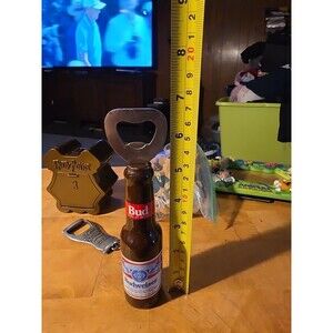 Vintage Bud Budweiser Beer Bottle Shaped Bottle Opener 6.5 inches